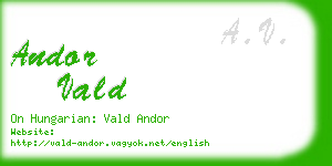 andor vald business card